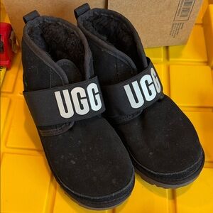 UGG Black Boots with Bold Logo Strap size 4 youth(women’s size 6)